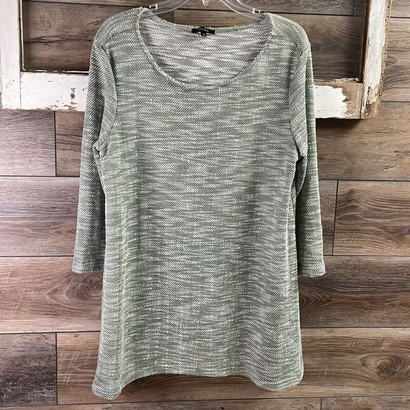 MIRROR IMAGE Womens Woven Gray White Knit Pullover 3/4 Sleeve Size Large - Picture 3 of 8